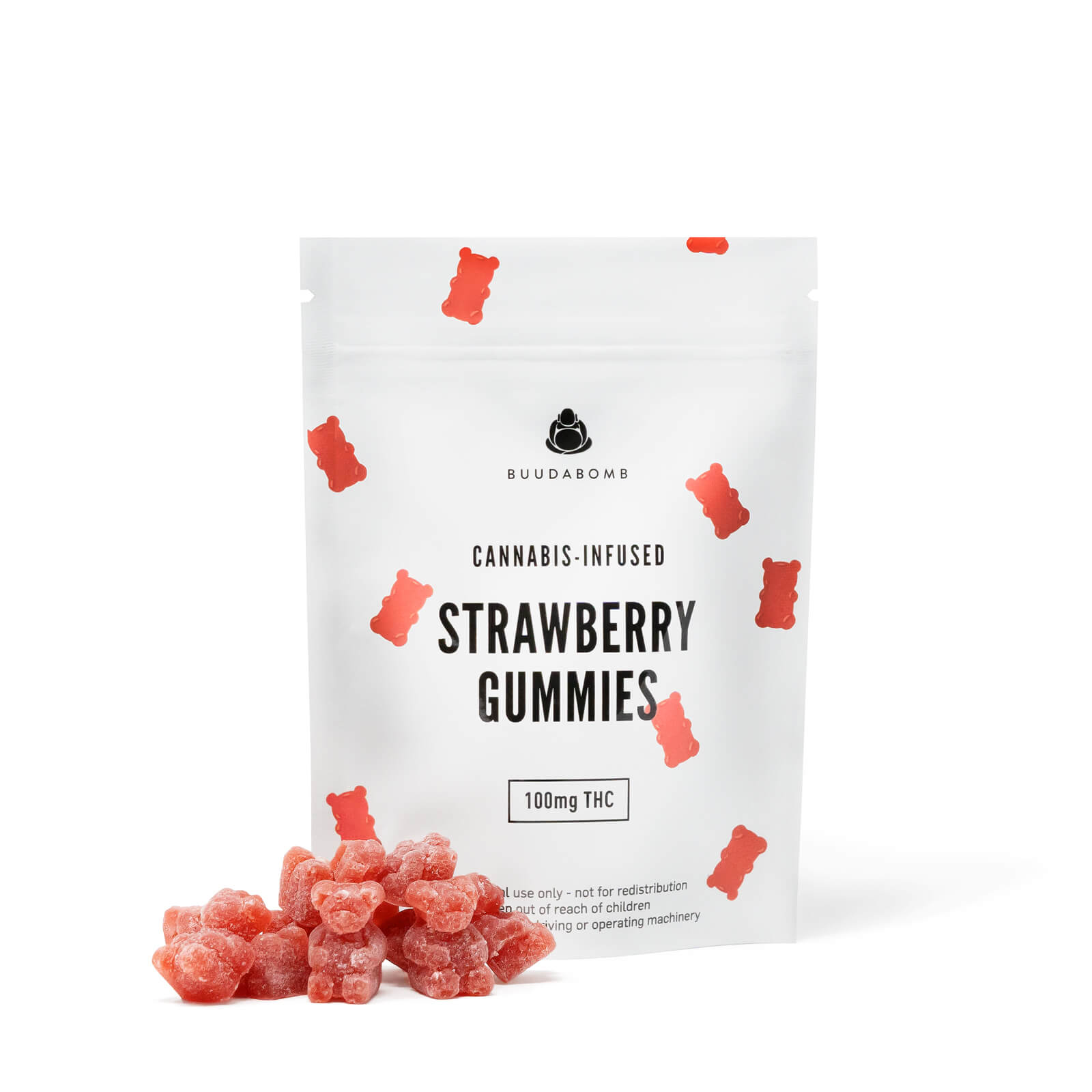 Buudabomb – Strawberry Gummies 100mg THC | BC Weed Edible Canada