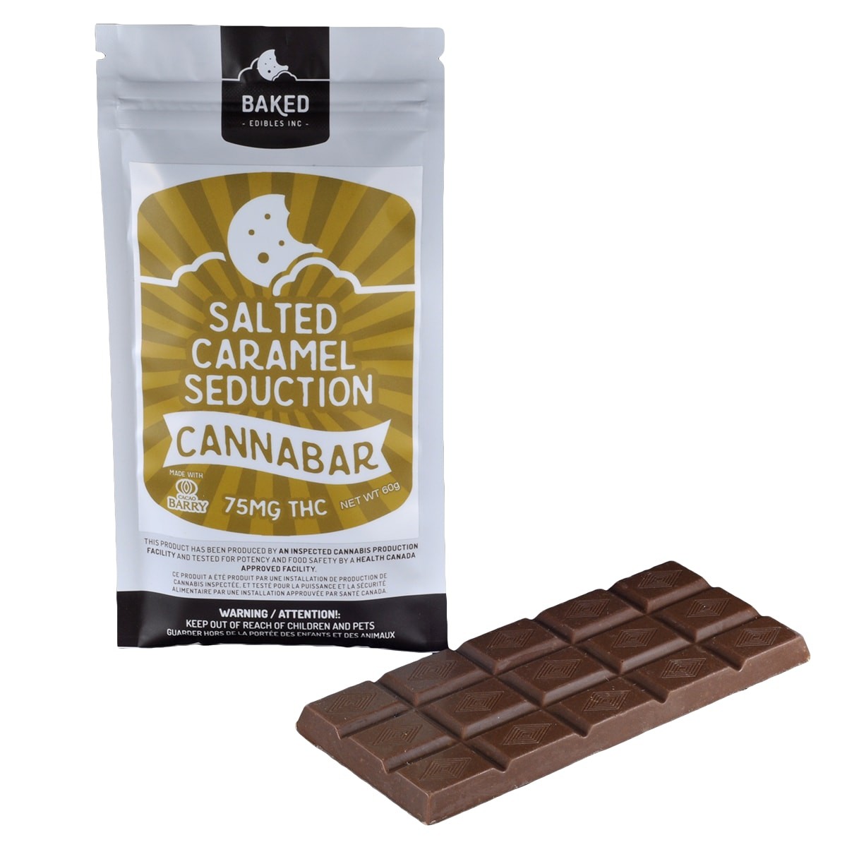 Baked Edibles – Chocolate Bar – Salted Caramel Seduction 75mg THC | BC Weed Edible Canada