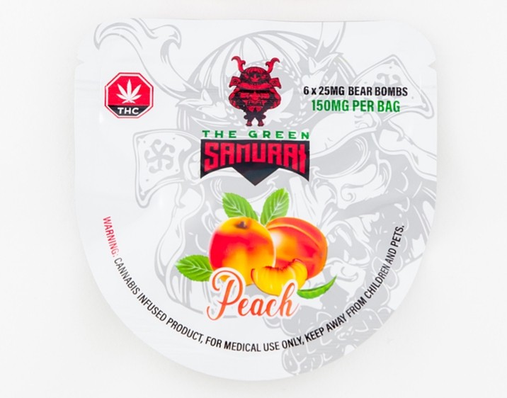 The Green Samurai – Peach Gummies – 150mg | BC Weed Edible Canada