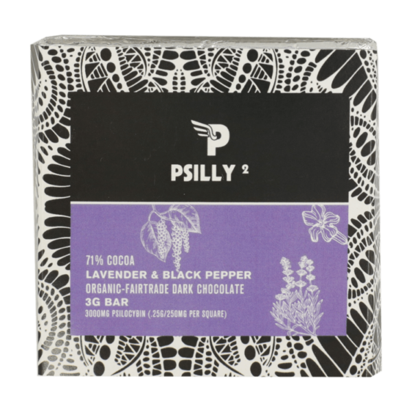 Psilly – Dark Chocolate Bar – Lavender & Black Pepper | BC Weed Edible Canada