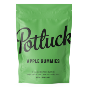 Potluck Extracts – Apple Gummies (1:1) – 100mg THC / 100mg CBD | BC Weed Edible Canada